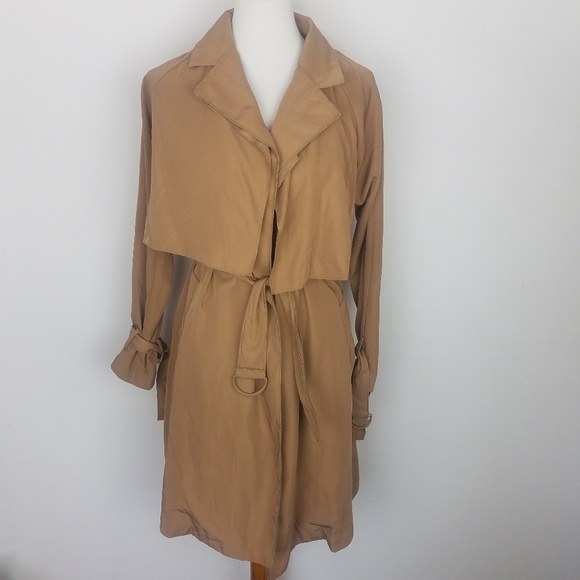 Mango Brown Modal Trench Coat Collared - Picture 3 of 7
